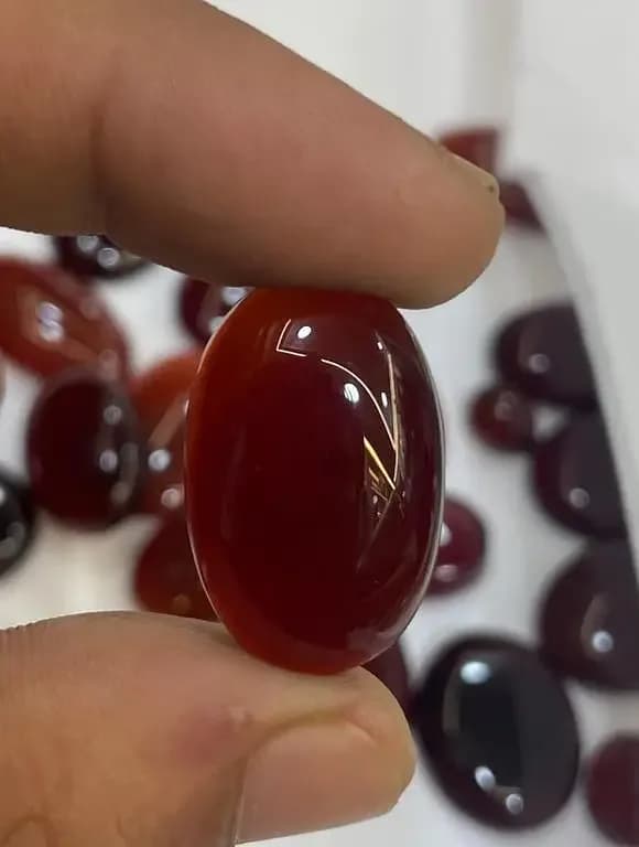Natural Red Carnelian Gemstone  12 Carat (Oval Polished Crystal)  Premium Blood Red Stone  Original Lab Test 100% Certified  Handmade in Pakistan  | Healing Energy Crystal Ring Pendant Bracel