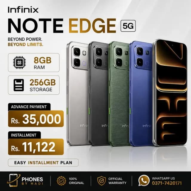 Infinix Note Edge 5g (8/256GB) Available on Easy Installment