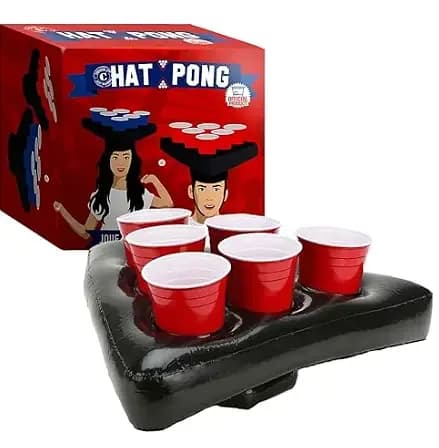 Original Official Hat Pong | Original Bear Pong Game | Premium Quality | 2 Inflatable Hats | 12 Red Cups | 2 Balls | Drinking Game | Board Game | House Party | OriginalCup® C R209