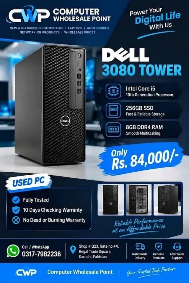 Dell Precision 3080 Tower | Core i5 10th Gen | 8GB RAM | 256GB SSD | U