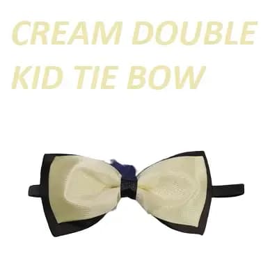 Bow Tie Kids Children, Girls, Boys Bow Tie Silk CREAM DOUBLE BOW