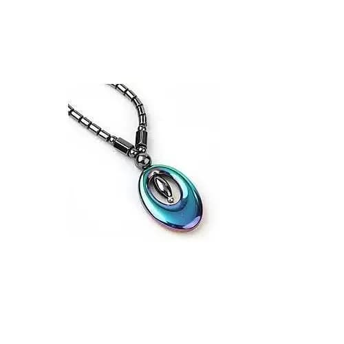 Energy Absorb Natural Black Hematite Gem Beads Necklace with Oval Pendant – 19 Inch I 19" Black Hematite Gem Beads Oval Pendant Necklace – Stylish & Unique