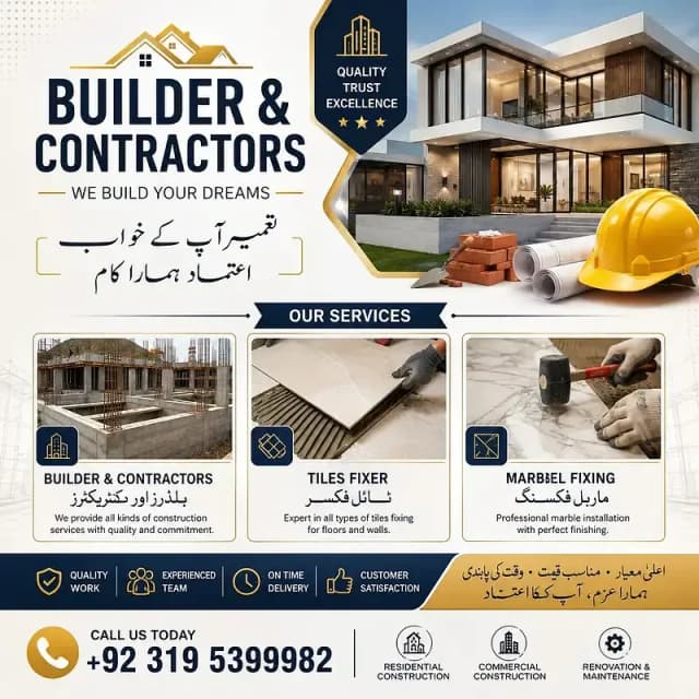 Construction Services, Floor & Wall Tile Fixing, Renovation, Builders