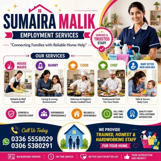 House Maids/Babysitter/Cook/Driver/Patient Care/Nanny/Helper Available