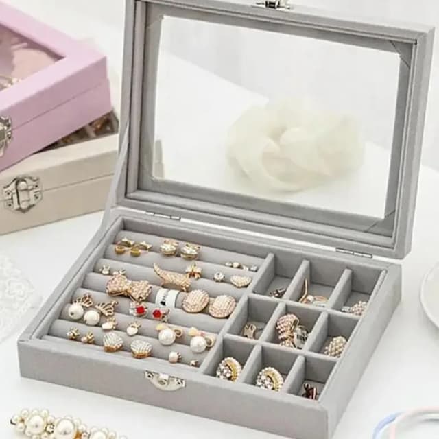 Travel-Friendly Velvet Jewelry Organizer Box for Earrings, Rings, and Accessories