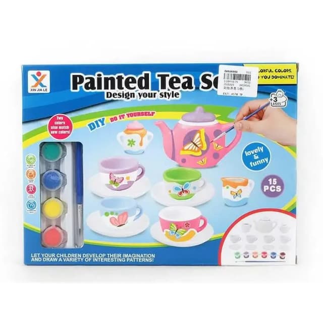 Ceramic Painted Tea Set - 15 Pcs