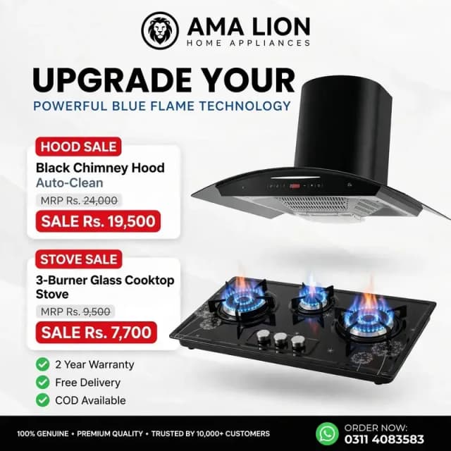 IMPOTAD KITCHEN AIR HOOD CHIMNEY GAZ FAN BLOR ( GAS STOVE )03114083583