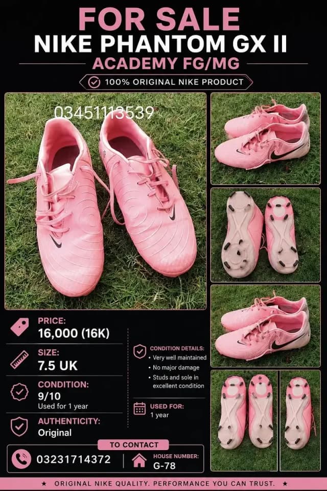 football shoes nike phantom GXII size uk 7.5