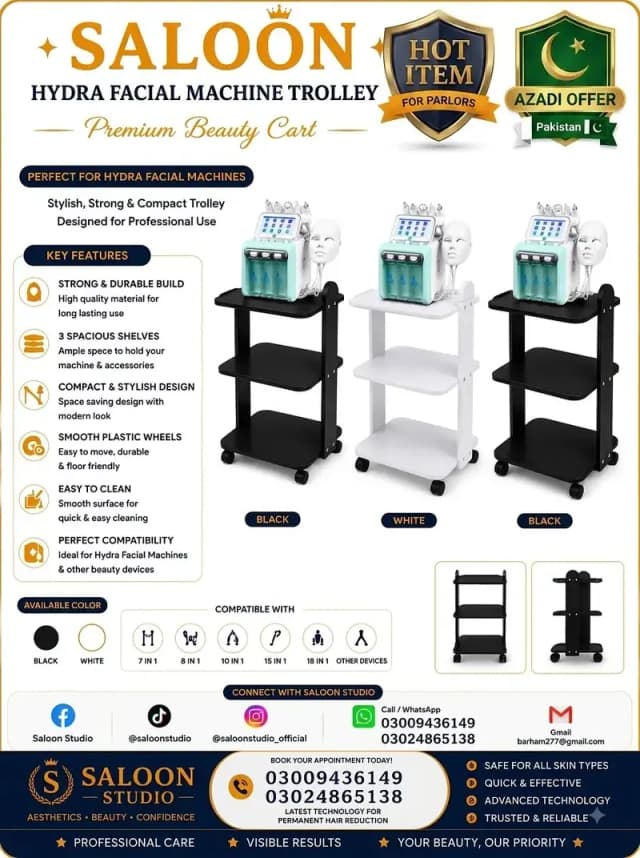 Hydra Facial Machine 8 in 1 complete package serums or trolley