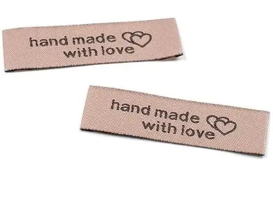 Vintageparts Beige 20 Pcs Brown Word Applique Patches DIY Jewelry Handmade Handmadewithlove Polyester  C  R3001