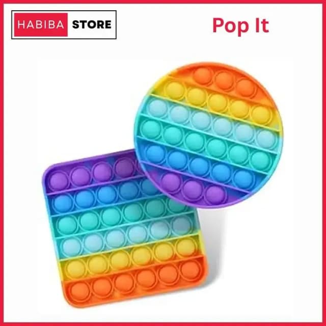 1 Piece Silicone Pop It Fidget Toy | Push Pop Bubble Sensory Toy | Stress Reliever for Kids and Adults | Multicolor Educational Squeeze Toy