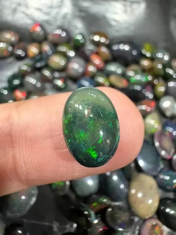 Black Opal Stone 4 Carat  | Natural Gemstone | Lab Test Certified  | Rare Crystal for Ring, Pendant & Jewelry  | Premium Shine  | Trending Gemstone Pakistan  | Authentic 13.4mm × 10mm | Best 