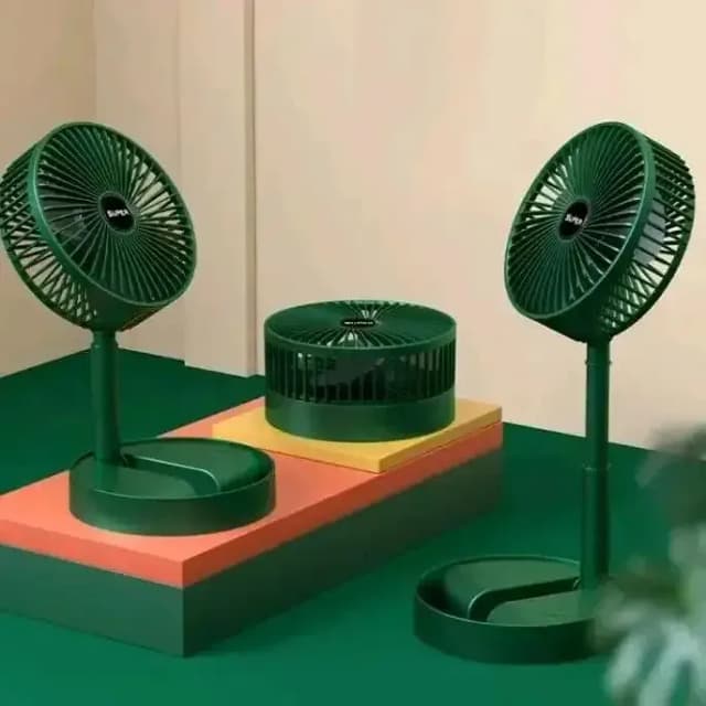 JMW Premium Portable Folding Rechargeable Telescopic Fan with 3-Speed USB Port and Adjustable Head for Home, Office, and Bedroom