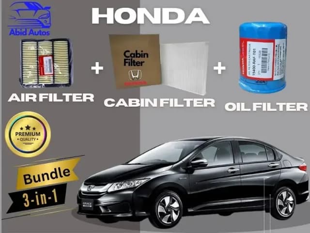 Honda Grace Hybrid 2014–2020 | Maintenance Filter Pack – 3-in-1 | Cabin, Air & Oil Filters