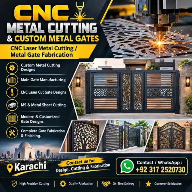 CNC Metal Cutting & Custom Main Gate | Metal Gate Fabrication service