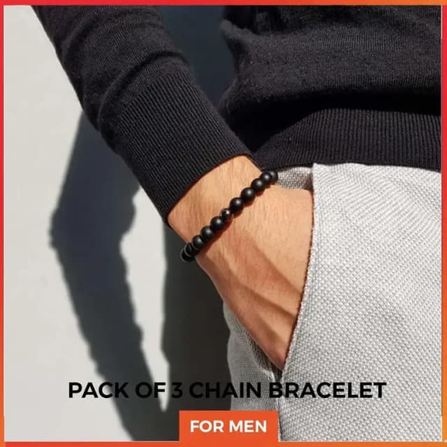 Black Cuban Link Chain Wrist Bracelet Band for Men / Boys