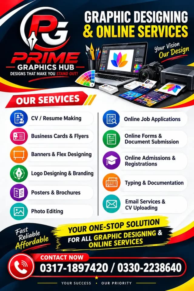 PRIME GRAPHICS HUB – GRAPHIC DESIGNING & ONLINE SERVICES