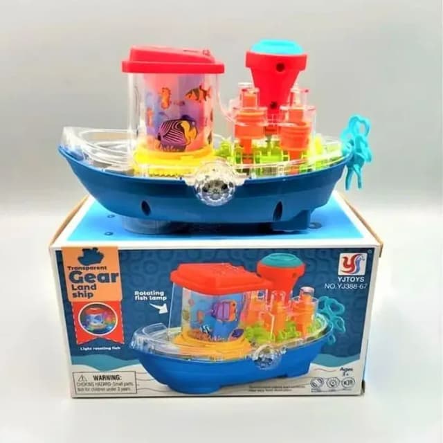 Transparent Gear Land Ship Toy With Music And Light