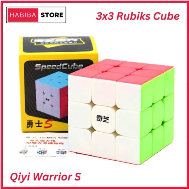 Qiyi Warrior S 3x3 Stickerless Rubik's Cube - Premium Speed Cube for Educational Puzzles and Competitive Solving