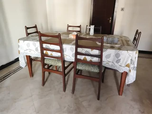 6 seater wooden dining table with 6 wooden chairs for urgent sale