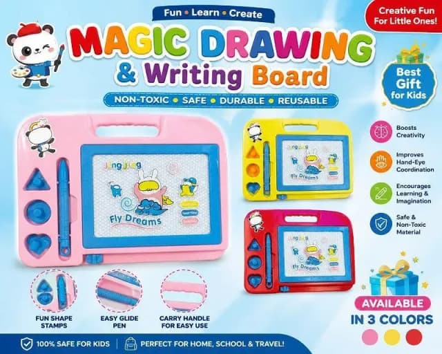 Magic Drawing & Writing Board for Kids | Reusable Doodle Board | Educational Learning Toy | Portable Drawing Board