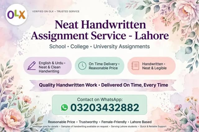 * Neat Handwritten Assignment Writing Service - Lahore