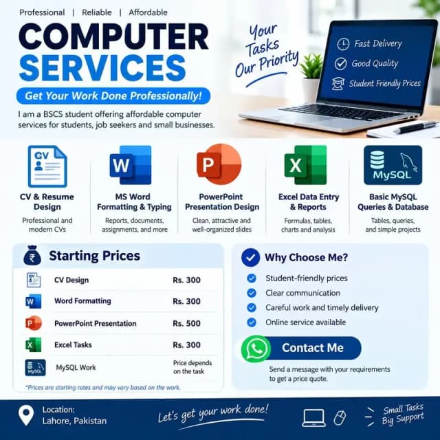 Affordable Computer Services | CV, Word, Excel & PowerPoint