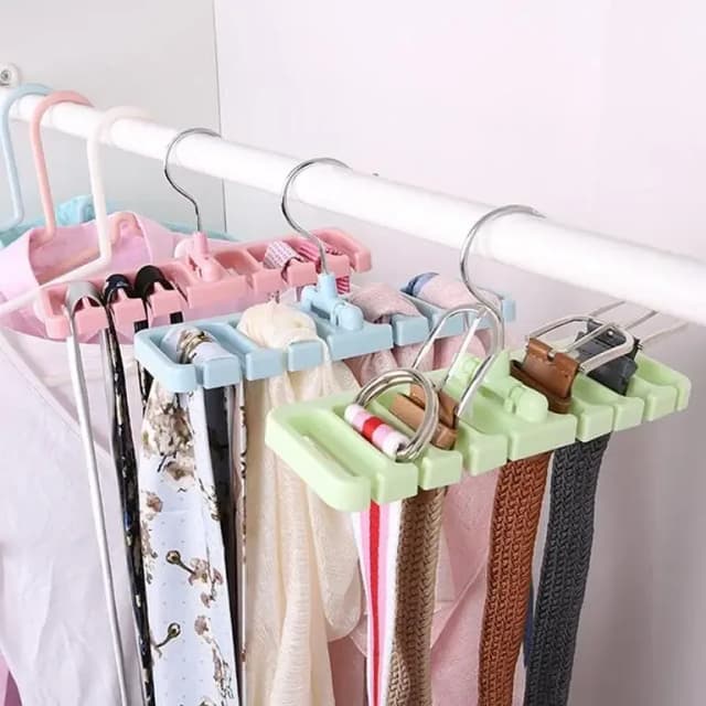 2-Pack Plastic Rotating Tie Hanger and Belt Organizer for Closet Storage