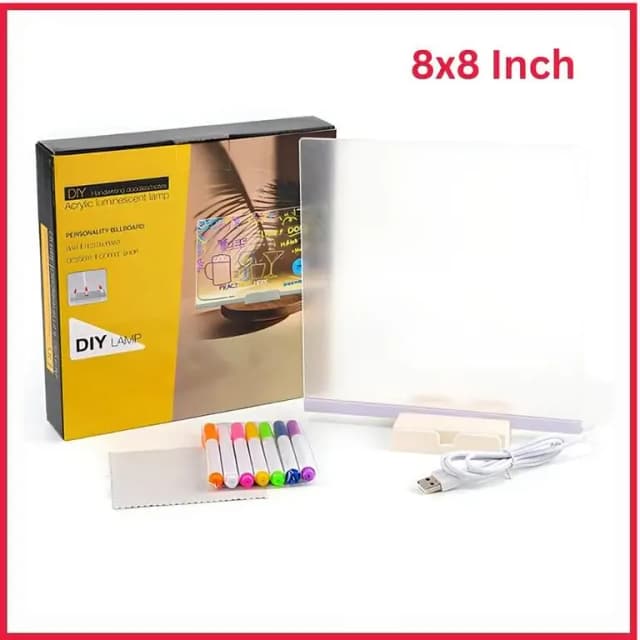 3D Magic Drawing Board for Kids | LED Glowing Acrylic Writing & Doodle Board | Reusable Light Up Message Board for Kids Learning & Fun Glowing Art Pad DIY Lamp