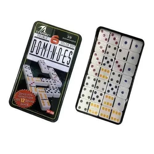 12Piece Double 6 Color Dot Dominoes Game Set in pakistan