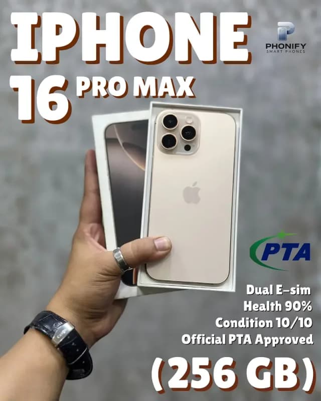 iPhone 16 Pro Max PTA Approved 256GB 90% Health
