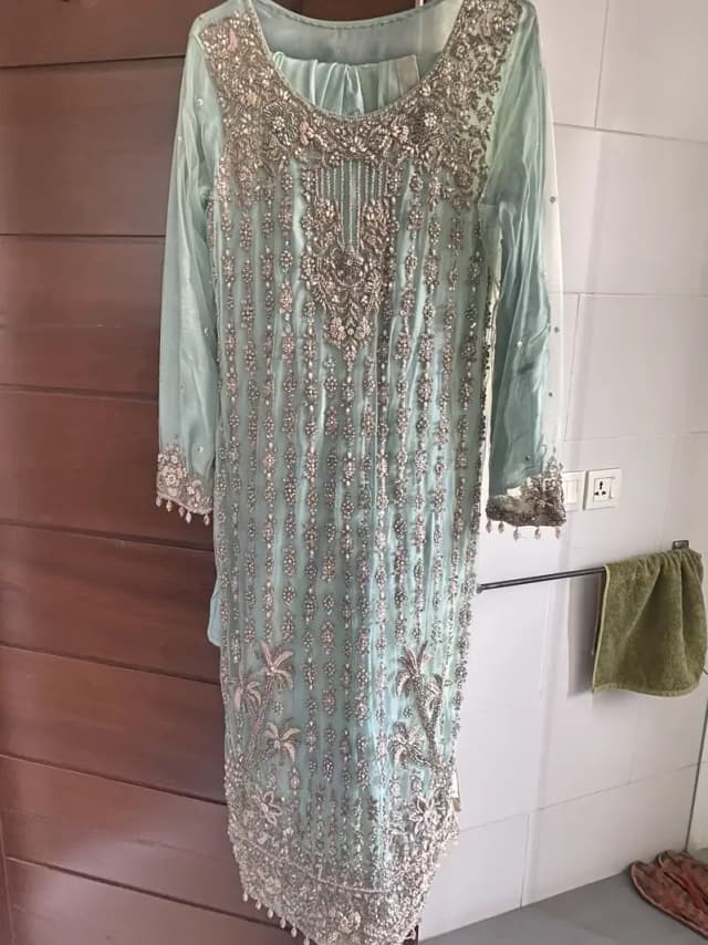 Light Blue Hand embellished Dress
