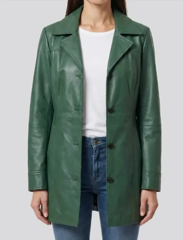 Genuine Leather Long Coat