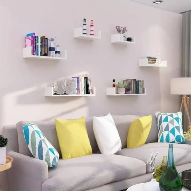 Home Decor Multifunctional Space Saver Floating Wall Shelf Bookshelves Display Organizer y Royal Wood Crafts