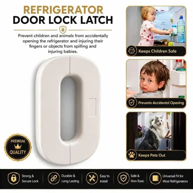 Refrigerator Child Safety Lock by [Brand] — Baby-Proof Fridge Door Lock with Strong Adhesive