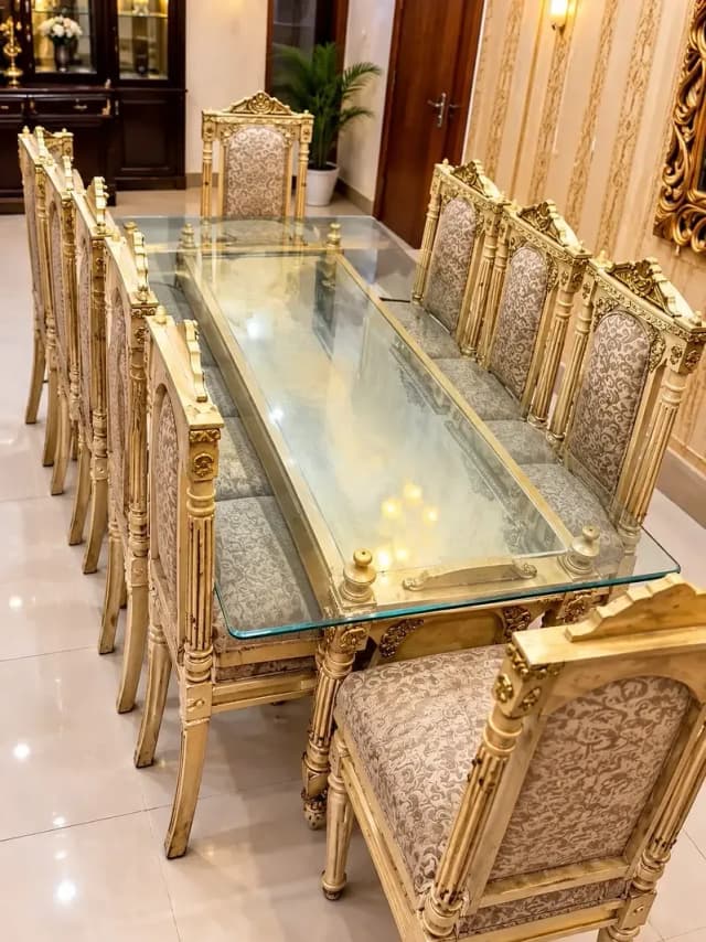 Luxury Classic Dining Table Set 8 chairs