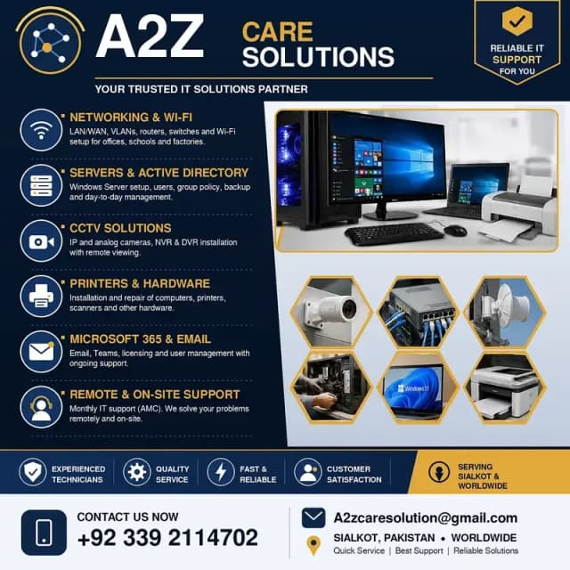IT Services Sialkot - Networking, CCTV, Printer, Server aur Computer