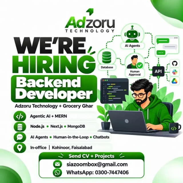 Backend Developer – Agentic AI + MERN | Faisalabad