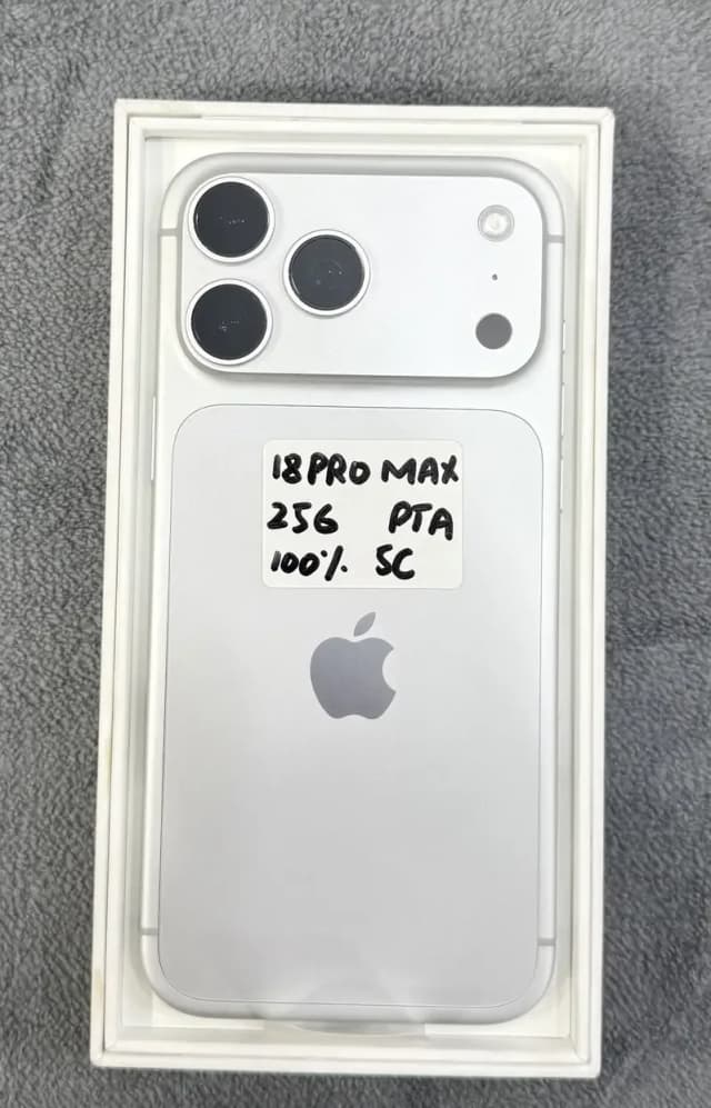 IPHONE 18 PRO MAX 256 GB PTA APPROVED 5 CYCLES SILVER