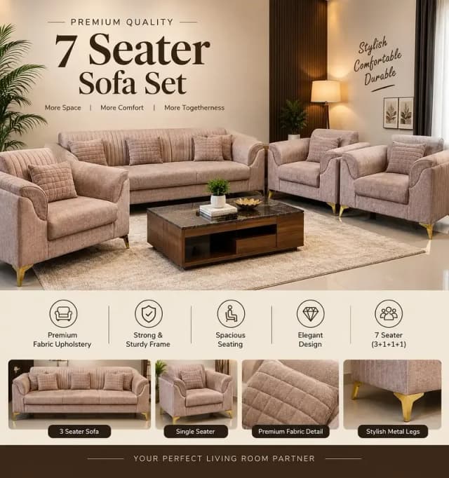 7 seater sofa/sofa set/ slightly used/