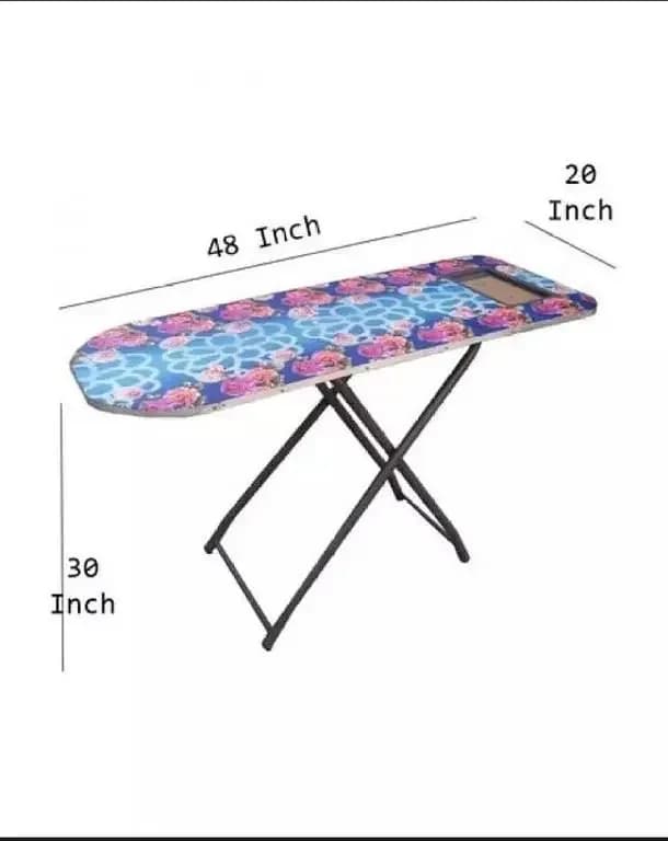 Unique Foldable Ironing Board with Iron Stand - Wooden Heavy Self Standing Design