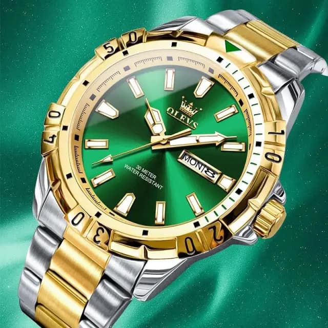 Luxury stainless steel waterproof with date and time
