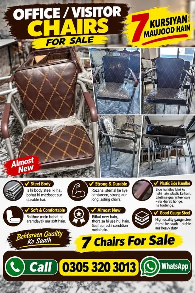 Slightly Used 7 Chairs Available for Sale on Reasonable Price