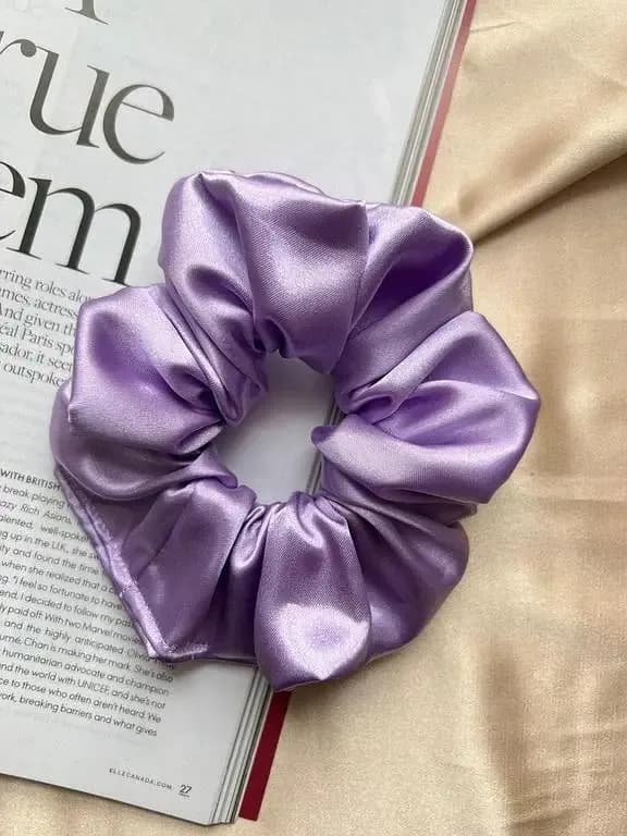 Lilac Satin Scrunchie Hair Tie | Large Purple Satin Scrunchies