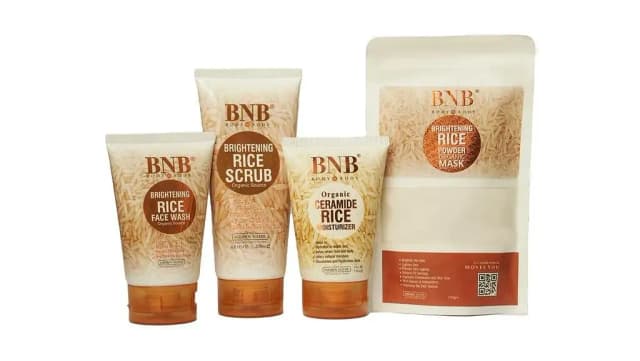 BNB 4 in 1 Rice Facial Kit: Facewash, Scrub, Mask, and Moisturizer