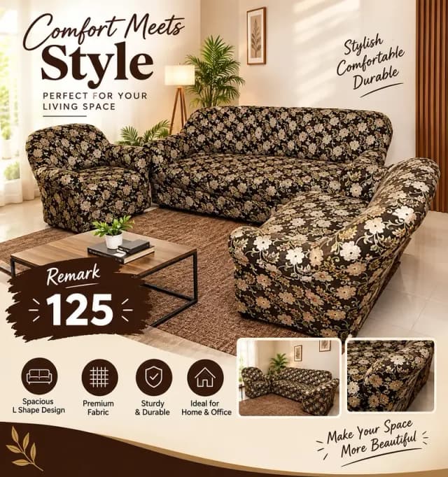 Premium 6-Seater Floral Sofa Set – Stylish, Comfortable & Durable