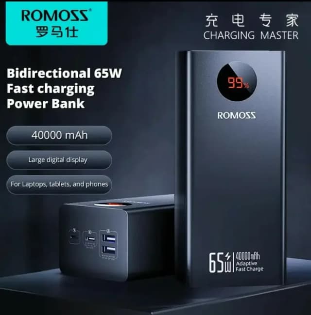 Romoss 40000 Mah Original Laptop Power Bank 65W Dell HP Lenovo MacBook