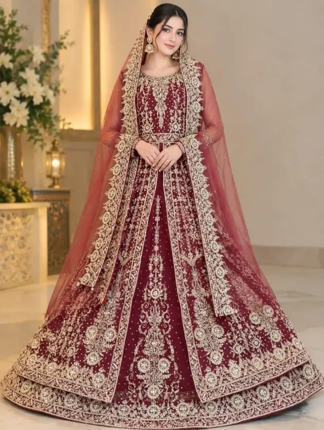 Beautiful Maroon Bridal  Lehenga for Sale