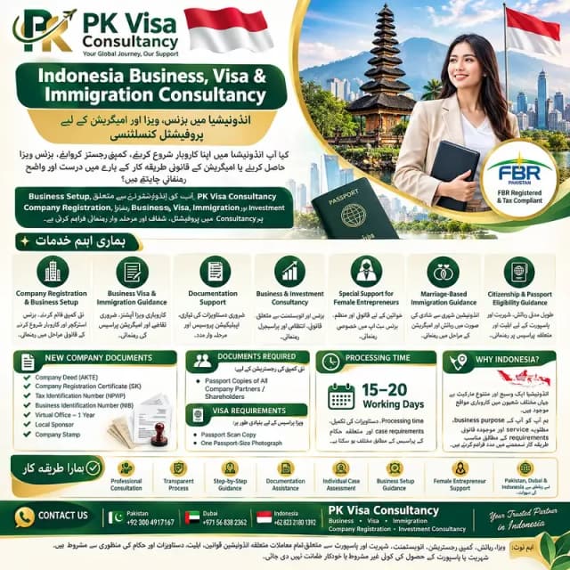 Indonesia Company Registration & Business Visa Consultant, Work Visa