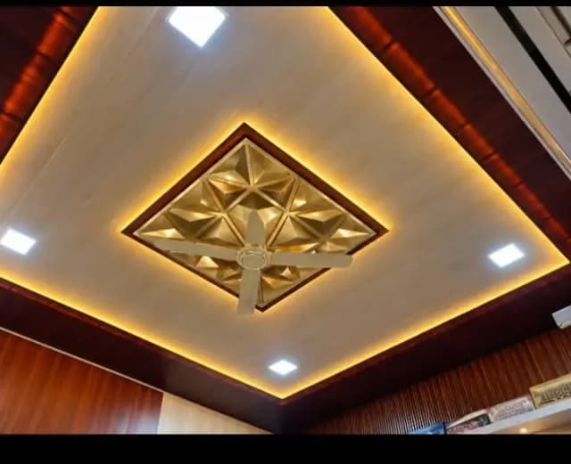 Ceiling & Wall Décor| 3D Decorative Wall Panel | Golden Mirror Design